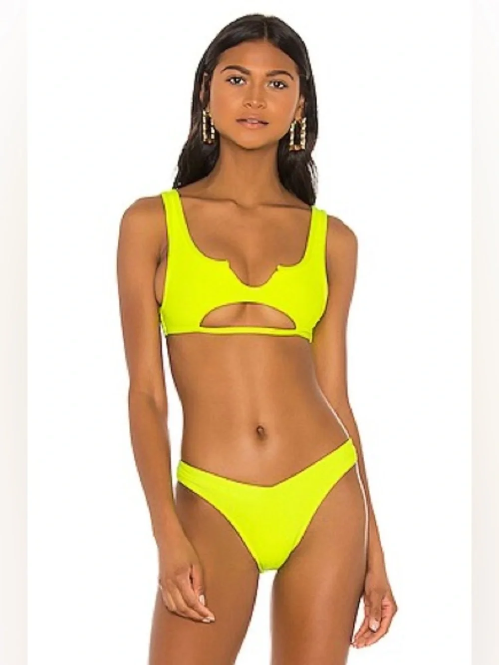 NWT frankies‎ bikinis cole ribbed top lemon drop size small